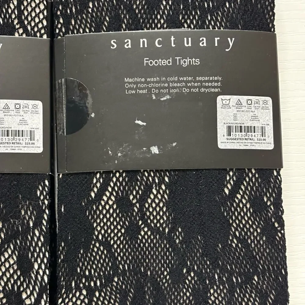sanctuary Footed Lace Net Tights Black Floral Pattern Ladies OSFM new